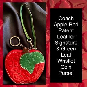 Coach Apple Red Patent Leather Wristlet Coin Purse